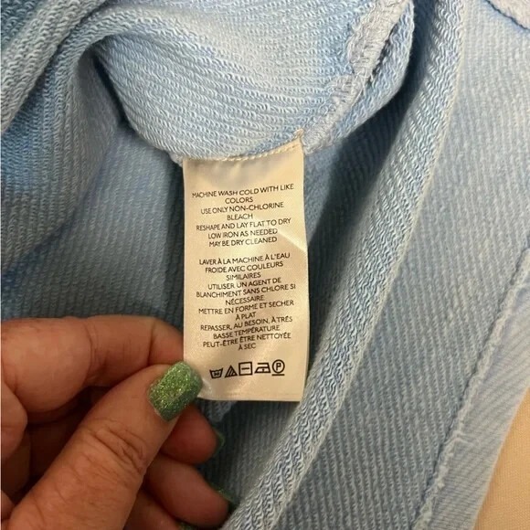 Anthropologie Pilcro Mixed-Media Pullover Top Ruffle Cuff Blue Size Small NWT - Picture 16 of 16